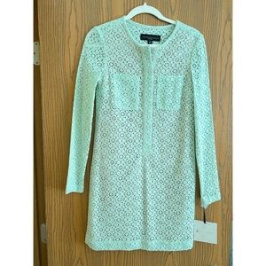 NWT Victoria Beckham Mint Green Long Sleeve Lace Dress - XS